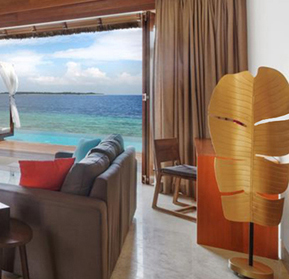 Banana Floor Lamp by Sahil & Sarthak at a resort in Maldives 